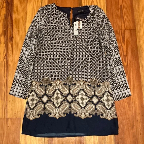 dress blues charlie's Charlie Blue Printed Midi Dress